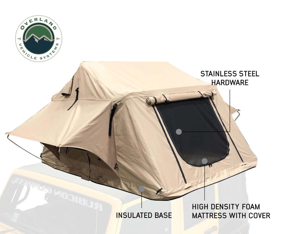 OVS TMBK 3 Person Roof Top Tent with Green Rain Fly